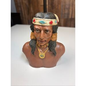 Vintage Native American Bust Figurine Southwestern Decor
